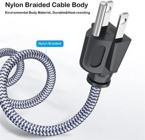 img 3 attached to ⚡️ Nylon Braided Goalfish Power Cord, UL Certified - 6.6FT(2m) 10A 18AWG 3 Prong AC Cable for Computer, TV, Monitor, Printer, PC, Projector, Power Supply