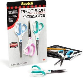 img 2 attached to Scotch 8-Inch Precision Ultra Edge Scissors, 3-Pack: Top-Quality Cutting Tools!