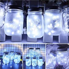 img 1 attached to 🌞 12 Pack of SmilingTown Solar Mason Jar String Light Lids, 30 LED Fairy Firefly Inserts with 12 Hangers for Outdoor Patio Lawn Garden Decor, Cool White - No Jars Included