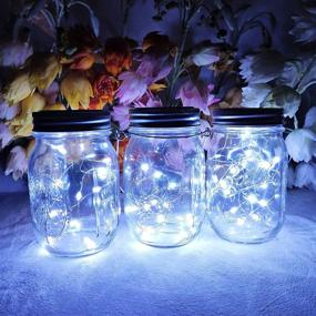 img 2 attached to 🌞 12 Pack of SmilingTown Solar Mason Jar String Light Lids, 30 LED Fairy Firefly Inserts with 12 Hangers for Outdoor Patio Lawn Garden Decor, Cool White - No Jars Included