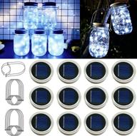 🌞 12 pack of smilingtown solar mason jar string light lids, 30 led fairy firefly inserts with 12 hangers for outdoor patio lawn garden decor, cool white - no jars included логотип