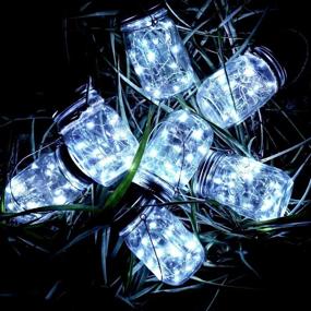 img 3 attached to 🌞 12 Pack of SmilingTown Solar Mason Jar String Light Lids, 30 LED Fairy Firefly Inserts with 12 Hangers for Outdoor Patio Lawn Garden Decor, Cool White - No Jars Included