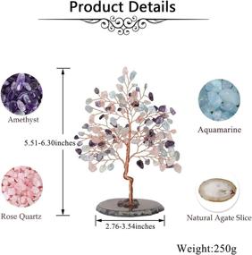 img 3 attached to 🌳 CrystalTears Crystal Gemstone Tree: Enhance Good Luck with Amethyst, Rose Quartz, and Aquamarine Crystals, Feng Shui Money Tree for Home Décor (5.5"-6.3")