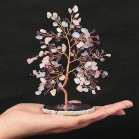 img 2 attached to 🌳 CrystalTears Crystal Gemstone Tree: Enhance Good Luck with Amethyst, Rose Quartz, and Aquamarine Crystals, Feng Shui Money Tree for Home Décor (5.5"-6.3")