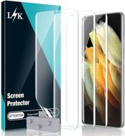 📱 lϟk [2+3 pack] samsung galaxy s21 ultra 5g 6.8-inch screen & camera protector bundle: flexible tpu, fingerprint unlock, bubble free, case friendly logo