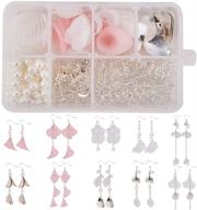 sunnyclue diy earring making kit: 10 pairs frosted acrylic calla lily flower dangle earrings, pink & white acrylic flower beads, caps pendants, pearl beads, earring hooks & jewelry findings, with instruction - 1 box logo