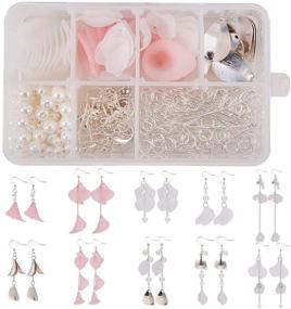 img 4 attached to SUNNYCLUE DIY Earring Making Kit: 10 Pairs Frosted Acrylic Calla Lily Flower Dangle Earrings, Pink & White Acrylic Flower Beads, Caps Pendants, Pearl Beads, Earring Hooks & Jewelry Findings, with Instruction - 1 Box