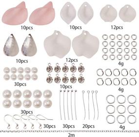 img 3 attached to SUNNYCLUE DIY Earring Making Kit: 10 Pairs Frosted Acrylic Calla Lily Flower Dangle Earrings, Pink & White Acrylic Flower Beads, Caps Pendants, Pearl Beads, Earring Hooks & Jewelry Findings, with Instruction - 1 Box