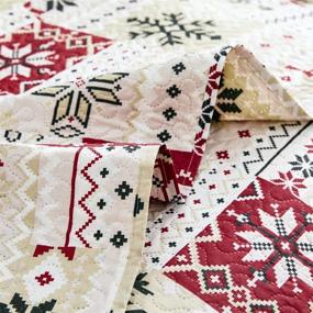 img 1 attached to 🎄 Tigona Christmas Quilt Set Queen Size - Festive Plaid Patchwork Bedding for the Holiday Season
