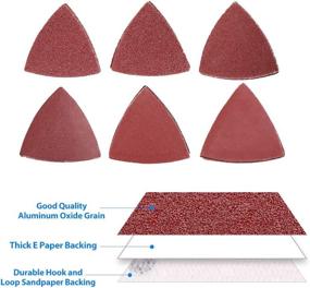 img 1 attached to 🔹 LotFancy 60PCS Detail Sander Sandpaper - Assorted Grit Triangle Sanding Sheets, 40 60 80 120 180 240, 3-1/8 Inch (80mm), Hook and Loop - Sanding Pad for Oscillating Multitool