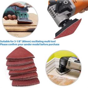 img 2 attached to 🔹 LotFancy 60PCS Detail Sander Sandpaper - Assorted Grit Triangle Sanding Sheets, 40 60 80 120 180 240, 3-1/8 Inch (80mm), Hook and Loop - Sanding Pad for Oscillating Multitool