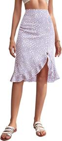 img 4 attached to Milumia Womens Floral Asymmetrical Ruffle Women's Clothing and Skirts