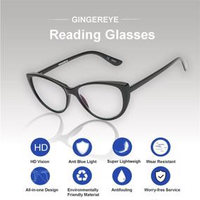 img 1 attached to 👓 Women's Fashion Cat Eye Reading Glasses, GINGEREYE 2-Pack Blue Light Blocking Reader +1.5, Anti-Glare Eyeglasses with Spring Hinge