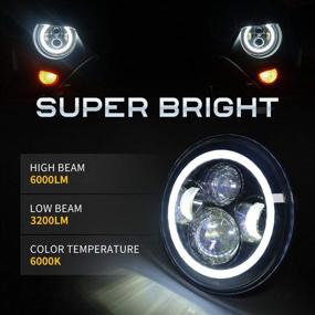 img 2 attached to 🚙 7" светодиодный фара с одобрением DOT и белым ореолом/желтым сигналом поворота - Совместим с Jeep Wrangler JK LJ TJ CJ HUMER H1 H2