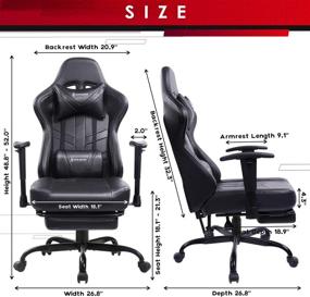 img 2 attached to 🎮 Luxurious VON RACER Gaming Chair Massage with Footrest - Ergonomic Recliner for ultimate Video Game Experience - PC Computer Chair with Headrest & Lumbar Support - Black Edition