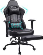 🎮 luxurious von racer gaming chair massage with footrest - ergonomic recliner for ultimate video game experience - pc computer chair with headrest & lumbar support - black edition logo