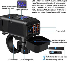 img 1 attached to 🔌 Вемот Мотоцикл USB Зарядное устройство для телефона - 6,8A QC 3.0/2.0 Влагозащитный адаптер SAE к USB с двумя портами - Вольтметр, кнопка Вкл./Выкл., Предохранитель - Быстрая зарядка для смартфонов, планшетов, GPS - Рукоятка диаметром 7/8 дюйма - Синий.