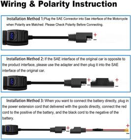 img 3 attached to 🔌 Вемот Мотоцикл USB Зарядное устройство для телефона - 6,8A QC 3.0/2.0 Влагозащитный адаптер SAE к USB с двумя портами - Вольтметр, кнопка Вкл./Выкл., Предохранитель - Быстрая зарядка для смартфонов, планшетов, GPS - Рукоятка диаметром 7/8 дюйма - Синий.