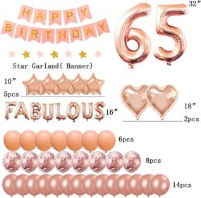 img 3 attached to 🎂 Succris 65th Birthday Decorations: Pink Happy Birthday Banner, Rose Gold Confetti Balloons, Number 65 and Star Balloons - Perfect Supplies for a Fabulous 65 Years Old Birthday Celebration!