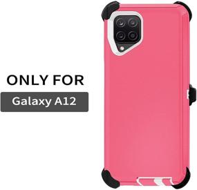 img 3 attached to Szfirstey Case With Belt-Clip Holster For Galaxy A12 Drop Protection Full Body Rugged Shock Proof 3-Layer Military Protective Tough Durable Phone Cover Heavy Duty For Samsung A12 (Hot Pink/White)