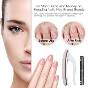 img 3 attached to 💅 beUakso Premium Nano Glass Nail File and Chamois Nail Buffers for Natural and Acrylic Nails | All-in-One Step | Natural Nail Buffer & Shine Kit