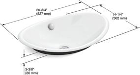 img 3 attached to 🚰 KOHLER Iron Plains Wading Pool Oval Bathroom Sink, White with Iron Black Painted Underside, 6.63 x 14.25 x 20.75 inches