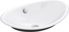 img 4 attached to 🚰 KOHLER Iron Plains Wading Pool Oval Bathroom Sink, White with Iron Black Painted Underside, 6.63 x 14.25 x 20.75 inches