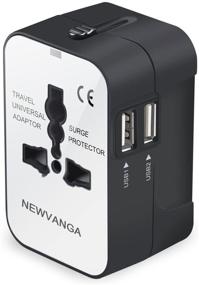 img 4 attached to 🌍 Всемирный универсальный переходник для путешествий с двумя портами для зарядки USB для США, ЕС, Великобритании и Австралии - Белый