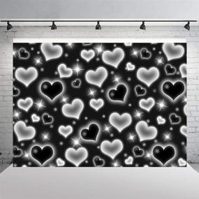 img 1 attached to 🎉 7×5ft Black Heart Photo Backdrop: Glamorous Early 2000s Birthday Party Banner with Glitter Heart Accents, Perfect for Sweet 16, 18th, 21st, 30th Celebrations - Ideal Photography Background, Selfie Wall Decor for Women and Men!