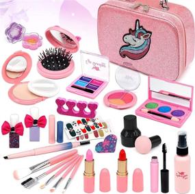 img 4 attached to 💄 Girls' Pretend Play & Dress Up Kit – Washable Kids Makeup