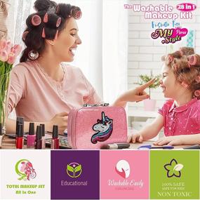 img 2 attached to 💄 Girls' Pretend Play & Dress Up Kit – Washable Kids Makeup
