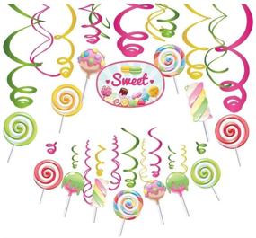 img 4 attached to 🍭 Candy Land Hanging Swirl Decorations - Lollipop Birthday Theme, Sweet Shop Favors & Candyland Party Supplies