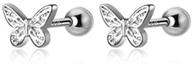 🦋 925 sterling silver tiny butterfly stud earrings for women, teens, and girls - dainty, cute, hypoallergenic piercing jewelry with screw backs - ideal gift for daughter, birthday, bff - perfect for cartilage, tragus, helix, and daith logo