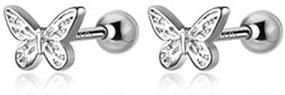 img 4 attached to 🦋 925 Sterling Silver Tiny Butterfly Stud Earrings for Women, Teens, and Girls - Dainty, Cute, Hypoallergenic Piercing Jewelry with Screw Backs - Ideal Gift for Daughter, Birthday, BFF - Perfect for Cartilage, Tragus, Helix, and Daith