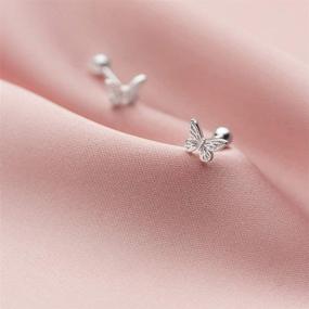 img 3 attached to 🦋 925 Sterling Silver Tiny Butterfly Stud Earrings for Women, Teens, and Girls - Dainty, Cute, Hypoallergenic Piercing Jewelry with Screw Backs - Ideal Gift for Daughter, Birthday, BFF - Perfect for Cartilage, Tragus, Helix, and Daith