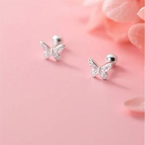 img 2 attached to 🦋 925 Sterling Silver Tiny Butterfly Stud Earrings for Women, Teens, and Girls - Dainty, Cute, Hypoallergenic Piercing Jewelry with Screw Backs - Ideal Gift for Daughter, Birthday, BFF - Perfect for Cartilage, Tragus, Helix, and Daith