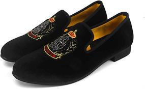 img 2 attached to 👞 XQWFH Velvet Metallic Textured Loafer: Luxurious Comfort with a Trendy Twist