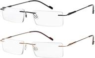 👓 ultra lightweight rimless reading glasses: men and women's 2 pair set logo