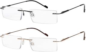 img 4 attached to 👓 Ultra Lightweight Rimless Reading Glasses: Men and Women's 2 Pair Set