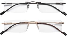 img 3 attached to 👓 Ultra Lightweight Rimless Reading Glasses: Men and Women's 2 Pair Set