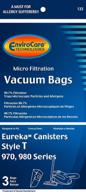 🛍️ envirocare replacement micro filtration vacuum cleaner dust bags for eureka style t canisters - pack of 3 bags логотип