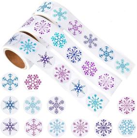 img 4 attached to ❄️ KUUQA 450-Piece Snowflake Stickers: Christmas & Winter Holiday Party Decor Craft Supplies, Set of 3 Rolls