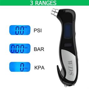 img 2 attached to WDS Digital Tire Pressure Gauge - 150 PSI, 4 Settings for Car Truck Bicycle, Backlit LCD, Non-Slip Grip - Multiple Tools Included - Silver Black