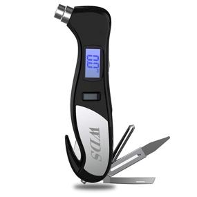 img 4 attached to WDS Digital Tire Pressure Gauge - 150 PSI, 4 Settings for Car Truck Bicycle, Backlit LCD, Non-Slip Grip - Multiple Tools Included - Silver Black