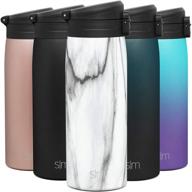 ☕ simple modern kona thermos insulated travel mug with flip lid - carrara marble design, 16oz stainless steel coffee cup tumbler логотип