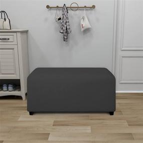 img 3 attached to 🏠 Enhance Your Living Room Décor with PureFit Super Stretch Soft Form Fit Ottoman Cover Rectangle - Ideal Ottoman Slipcovers for Foot Stool & Folding Storage Furniture in Large Dark Gray Shade