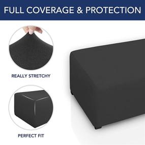 img 2 attached to 🏠 Enhance Your Living Room Décor with PureFit Super Stretch Soft Form Fit Ottoman Cover Rectangle - Ideal Ottoman Slipcovers for Foot Stool & Folding Storage Furniture in Large Dark Gray Shade
