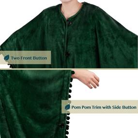 img 1 attached to Cozy Green Fleece Poncho Blanket for Women - PAVILIA Wearable Blanket Gift with Pom Pom Fringe, Pockets, and Warm TV Shawl Sweater Cape - Perfect Gifts for Women