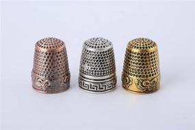 img 1 attached to Gold Finger Thimble Set: 2Pcs Metal Sewing Grip Fingertip Protectors for DIY Crafts and Needlework