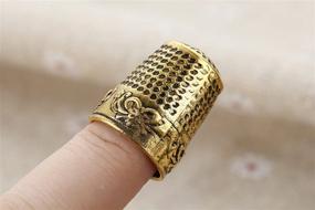 img 3 attached to Gold Finger Thimble Set: 2Pcs Metal Sewing Grip Fingertip Protectors for DIY Crafts and Needlework